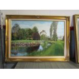 A gilt framed Richard Chorley oleograph depicting golfing green, signed and numbered 12/295 verso,