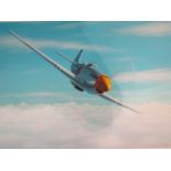 MARK WILSON (20th C): An acrylic on heavy gauge cartridge paper depicting P-51 Mustang flying over