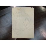 MERVYN LEVY; Pencil drawing of seated nude 1934. Verso blue ink sketch of nude.