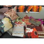 A box containing mid 20th Century fabrics including "Vivaldi" by Anne Bradley and "Lanai" an