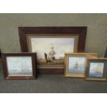 Seven watercolours depicting ships. Unsigned by MH Moscrop.