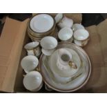 An assortment of white ground and gilt design table wares to include Fenton swag design china with