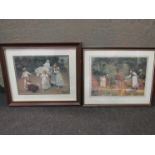 Two vintage lithographs; "Golden Hours" after Arthur Elsley (1860-1952),