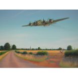 MARK WILSON (20th C): An acrylic on heavy gauge cartridge paper depicting B-17 Bomber "Buccaneer"