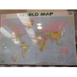 An Autumn Publishing World Map wall chart with frame,