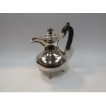 A JSS marked silver plated hot water jug, footed base,