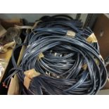 A box of audio cabling and jack plugs