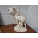 A Russian Imperial Lomonosov porcelain sculpture figure of a moose,