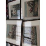 A set of eight 19th Century style coloured prints of equestrian scenes,