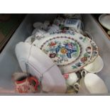 A box of mixed crockery including Royal Albert,