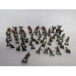 A collectio of lead figures including Roman Centurions and WW1 soldiers