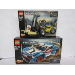 An unopened Lego Technic set 42079 Heavy Duty Forklift and set 42077 Rally Car (box a/f) (2)