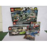 Five Lego Speed Champions sets; 75883 Mercedes AMG Petronas Formula One Team,