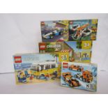 Five unopened Lego Creator sets; 31079, 31077, 31072, 31017,