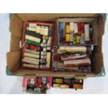A collection of mostly Matchbox playworn diecast vehicles including tankers
