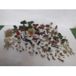A quantity of vintage lead farm animals and scenery