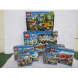 Eight unopened Lego City sets; 60167, 60160, 60158, 7499, 60088, 60077,