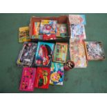 A box of mixed games, Lego,