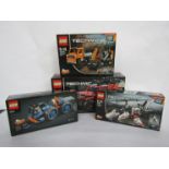 Four unopened Lego Technic sets; 42057 Ultralight Helicopter , 42071 Dozer Compactor,