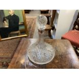 A crystal glass ships decanter with silver collar by Barker Ellis Silver Co,