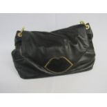 LULU GUINNESS soft black leather handbag / shoulder, bag has a short stiff hoop handle,