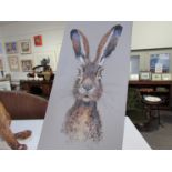 RYAN: Acrylic on board depicting a hare,