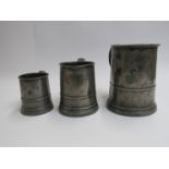 Georgian pewter measuring tankards, 1/2 pint,