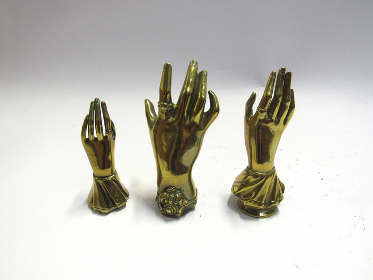 Five various brass hands including note holders - Image 3 of 3