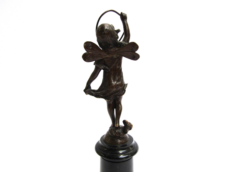 Two cast bronze cherub figures on plinths a/f, - Image 3 of 5