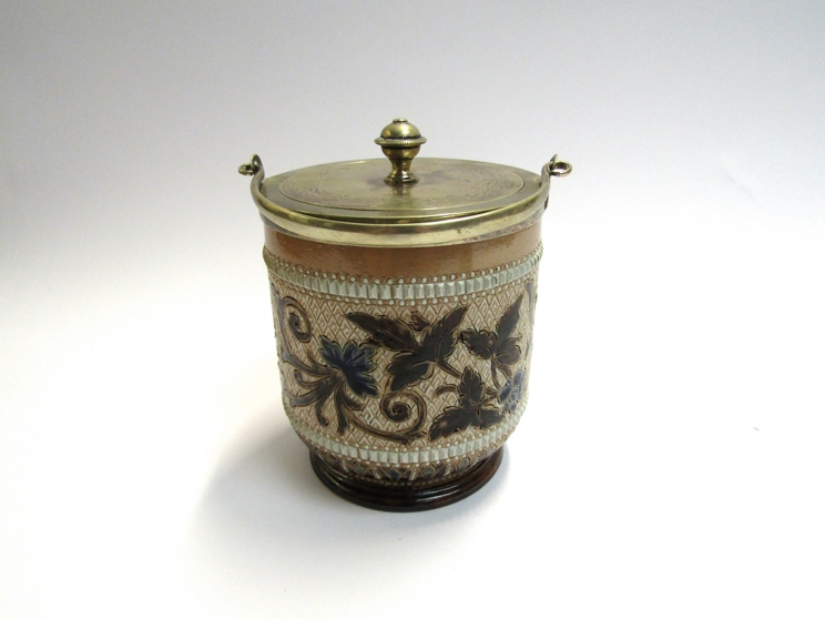 A Doulton Lambeth biscuit barrel by Edith D. - Image 2 of 4