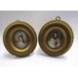 Two 20th Century oval miniature portraits of lady's in velour frames