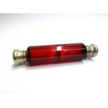 A Victorian ruby glass double ended scent bottle 14.