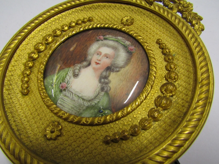 Two gilt and ormolu framed miniature portraits of lady's, - Image 3 of 3