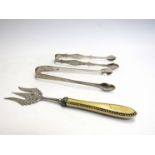 Two pairs of silver sugar tongs,