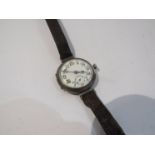 A WWI trench wristwatch in silver case,