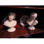 A pair of Belleek porcelain busts, Sorrow and Joy,