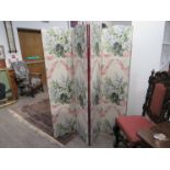 A 20th Century four fold room divider with Laura Ashley style floral fabric to front,