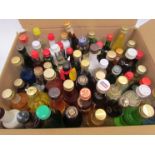 A box of miniatures including Rum, Brandy, Cinzano,