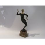 After F. Priess a bronze Art Deco dancer on plinth base, 36.