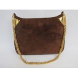 GUCCI 1970's brown velvety suede shoulder bag which is perfectly sized.