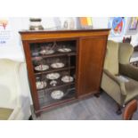 An Edwardian mahogany two door glazed display cabinet, 136cm x 130cm x 32.