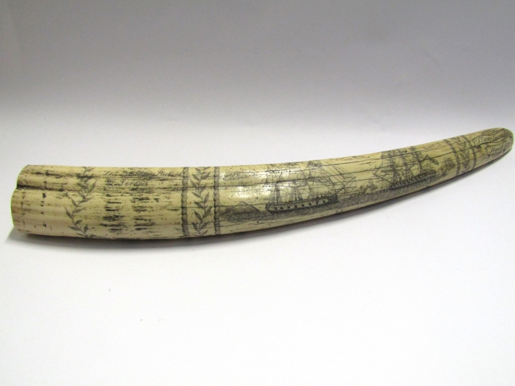 A resin tusk imitating a piece of Georgian scrimshaw, - Image 3 of 4