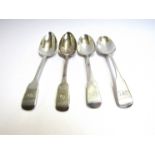 Two pairs of silver serving spoons, including William Hope, Exeter 1828 & London 1836,