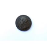 Charles II (1660-1685) A 1665 pattern farthing in copper - CAROLVS A CAROLO,