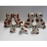 Seven various 19th Century Staffordshire dogs, tallest 19cm,
