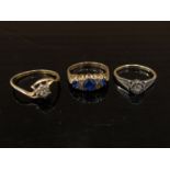 Three 9ct gold dress rings, 7.