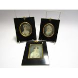 Three 19th Century miniature portraits of ladies