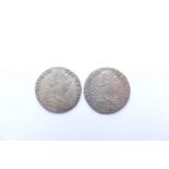 George III (1760-1820) Two 1787 shillings, one with semee of hearts,