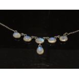 A moonstone drop necklace, chain stamped 925,