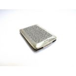 A late Victorian silver cased, leather-lined pocket note book, calling card and postage stamp case,